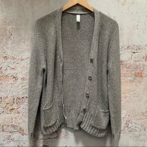 Sahalie Chunky Gray Ribbed Cardigan